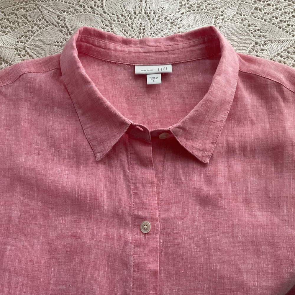 J. Jill linen combo ⭐️ combo tank and button up shirt ⭐️ pink ⭐️ size L - Picture 2 of 8
